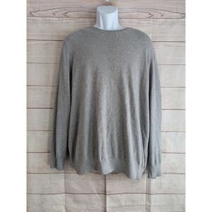 LL Bean Men Sweater XL Gray Cashmere Blend Regular Fit CrewNeck Pullover
